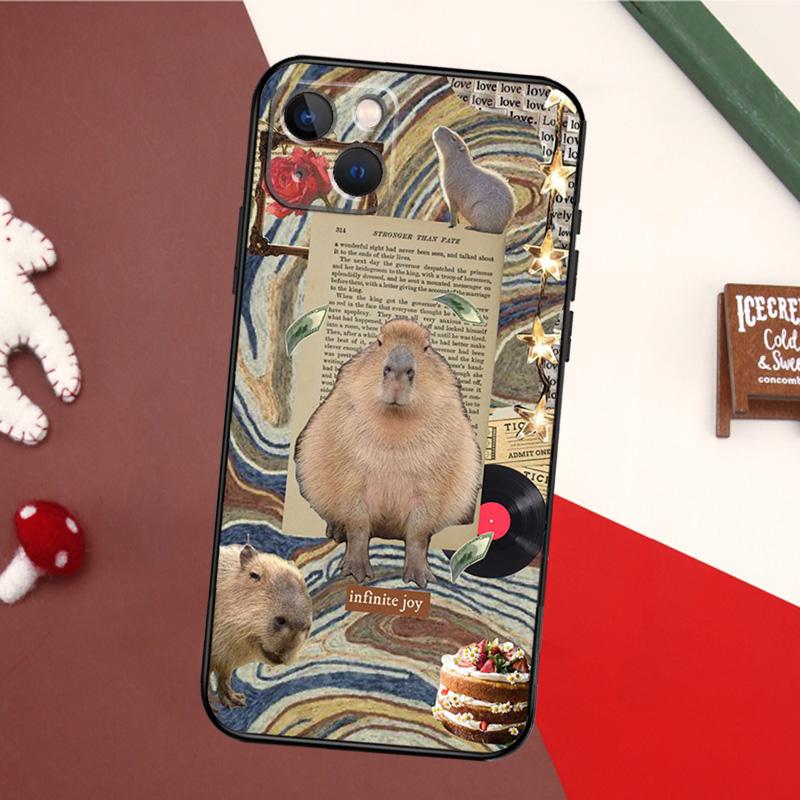 Funny Capybara Case For iPhone 16 Pro Max 14 13 12 11 15 17 Pro Max mini 15 16 Plus 16e 17 Air Back Cover