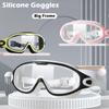 Silicone Swimming Goggles with Earplugs Large Frame Adult Swimming Goggles High-definition Waterproof Anti Fog Swimming Goggles