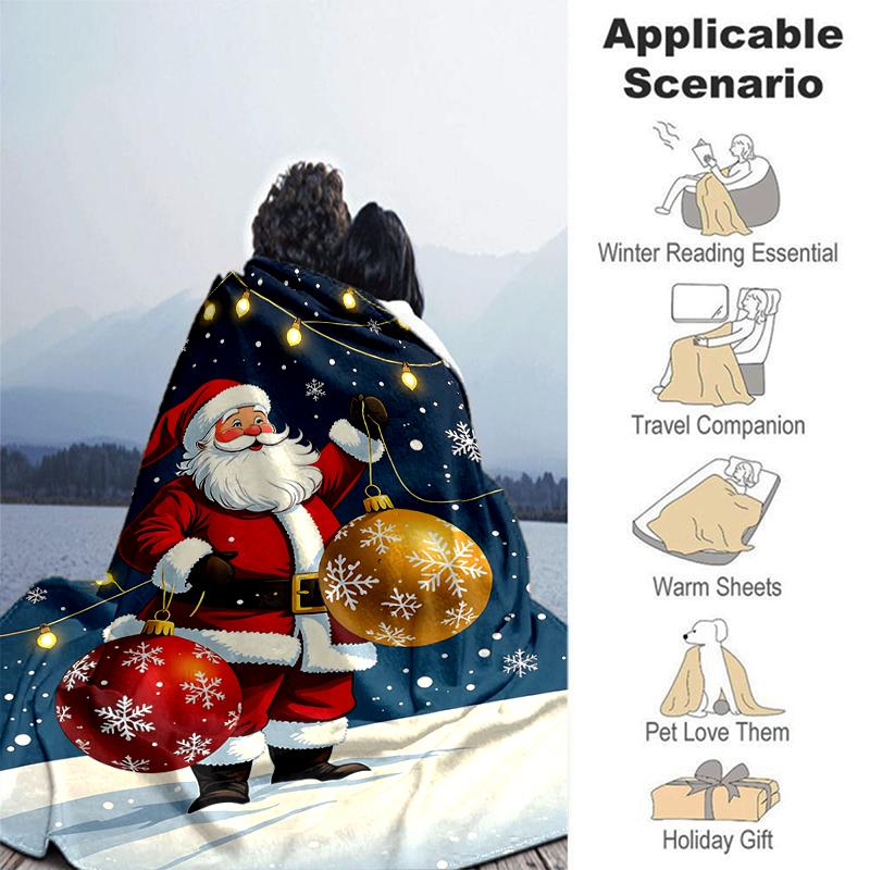 1Pc Santa Claus Ornaments Blanket Soft And Comfortable Casual Warm Camping Travel Christmas Halloween Gift M921287