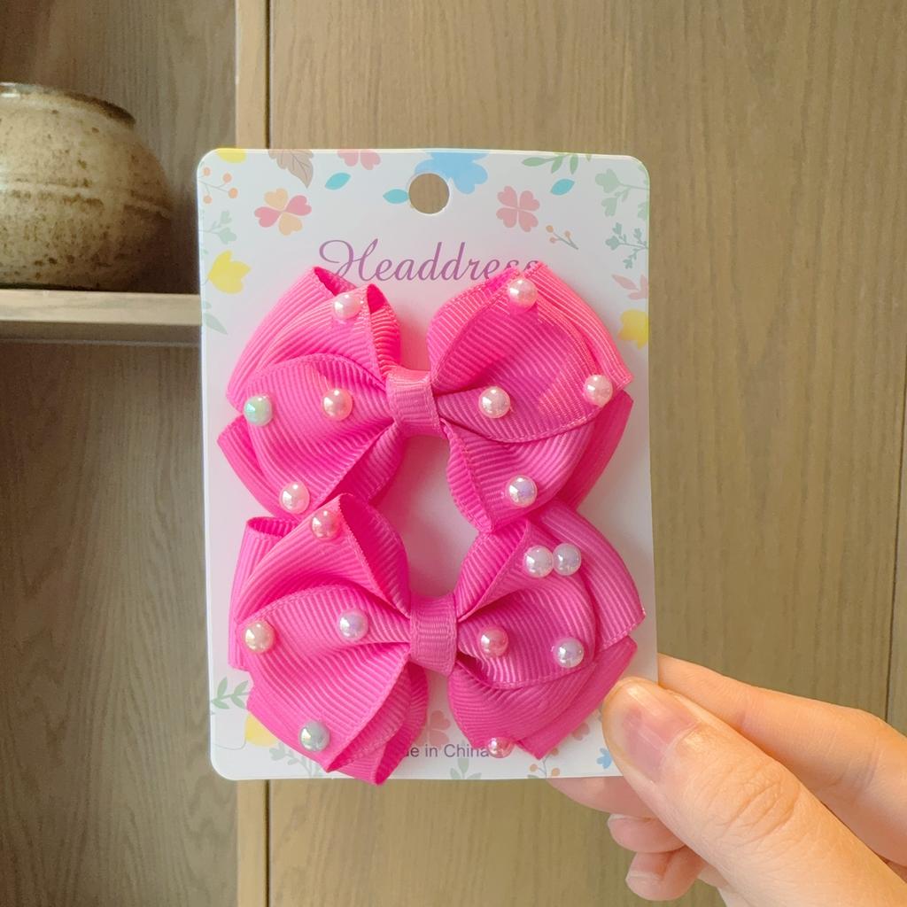 2Pcs/lot Baby Solid Hair Bows Hair Clips Ribbon Bow Hairpin for Girl Cheer Bowknot Barrettes Children Headwear Hair Accessories