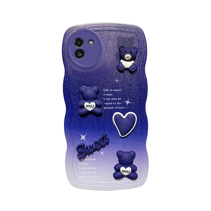 Для Samsung Galaxy A02 M02 A03 A03S A10S A11 M11 A12 M12 4G чехол Мягкий силиконовый корпус Волнистая задняя крышка 3D стереоскопический чехол для телефона с милым медведем