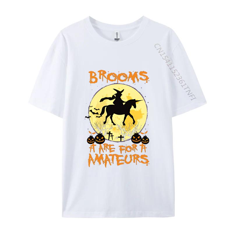 Halloween Costumes Unicorn Brooms Tshirt Unisex T Shirts Cotton Printed Tshirt Plus Size Normal Tshirt