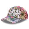 Новая мода женская бейсболка с разноцветным принтом, украшение из жемчуга, повседневные кепки, регулируемые летние шляпы для отдыха на открытом воздухе