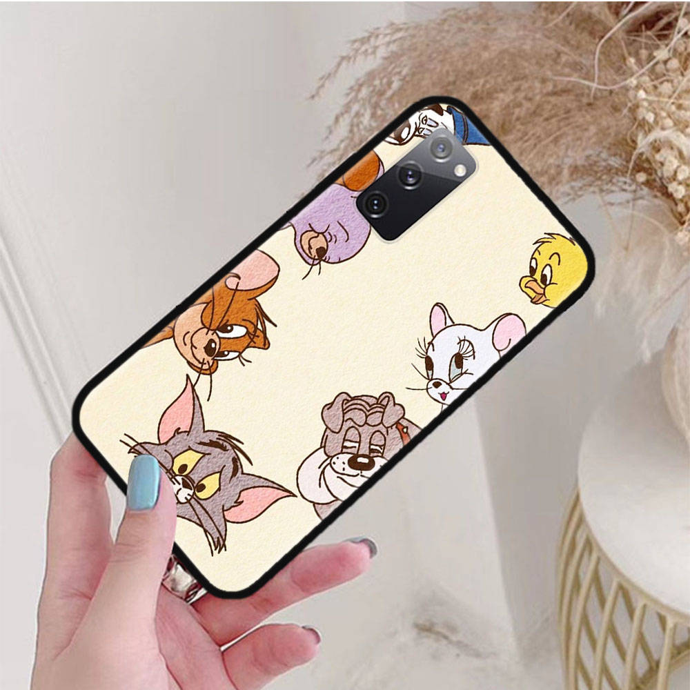 Черный чехол для Xiaomi Poco X6 X4 M5 M6 F5 F6 C65 C55 C50 C51 C40 Pro Redmi 14C A3X 13C 12C 11T 10A 9C Note 7 6 8A Plus C-46 Tom Jerry Cat Cartoon