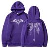 Cool Y2k wing front and back printed hoodie for men and women with long sleeves and plush, fashionable street style hoodie