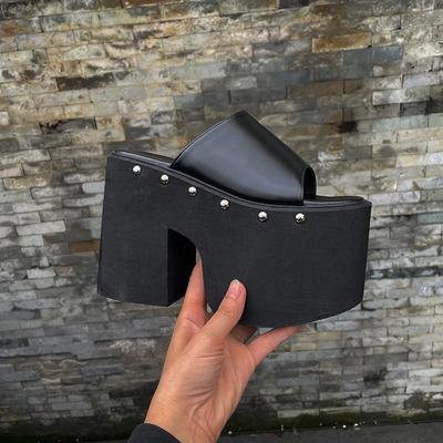 Мода Ультра Высокие Каблуки Женская Обувь Популярный Европейский Американский Стиль Толстая Подошва Клиновидный Каблук Сандалии для Женщин Платформа Классические Шлепанцы