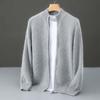 Мужской кардиган на молнии из 100% чистой шерсти - Высокий воротник, Утепленный, Повседневный деловой трикотаж