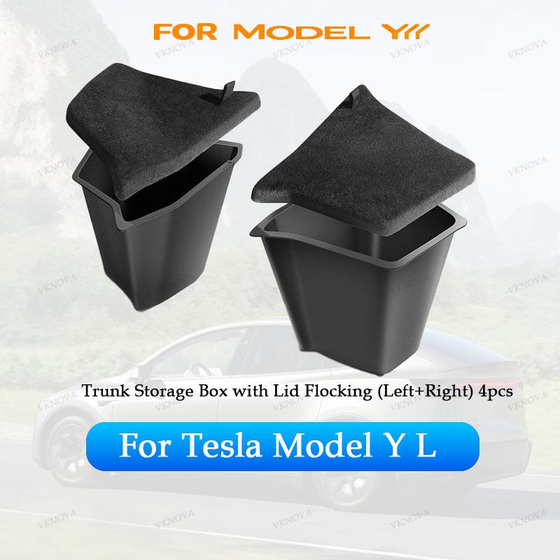 For Tesla Model YL Rear Trunk Side Storage Bucket Left Right Organizer Box Waterproof Car Cargo Storage Container AutoAccessorie