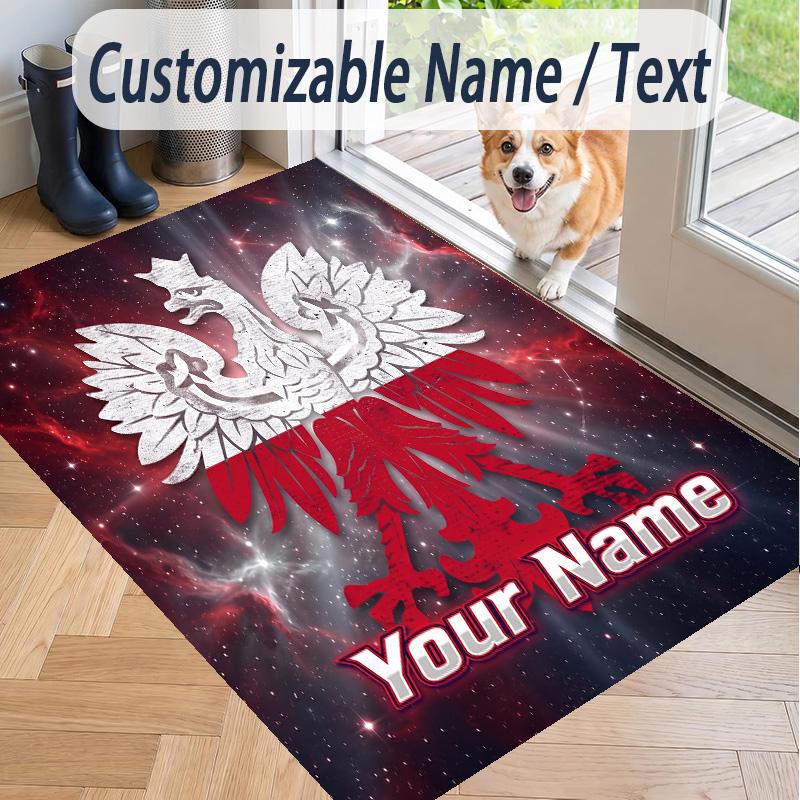 Custom Text Printed Rug Poland Football Non Slip Floor Carpet For Home Room Decor