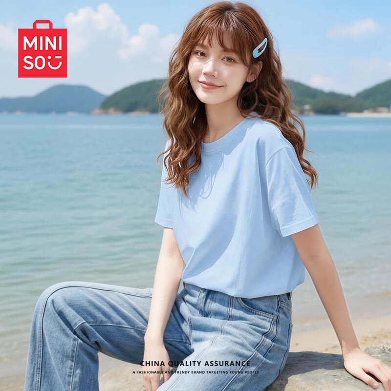 MINISO Женская повседневная футболка из чистого хлопка с коротким рукавом