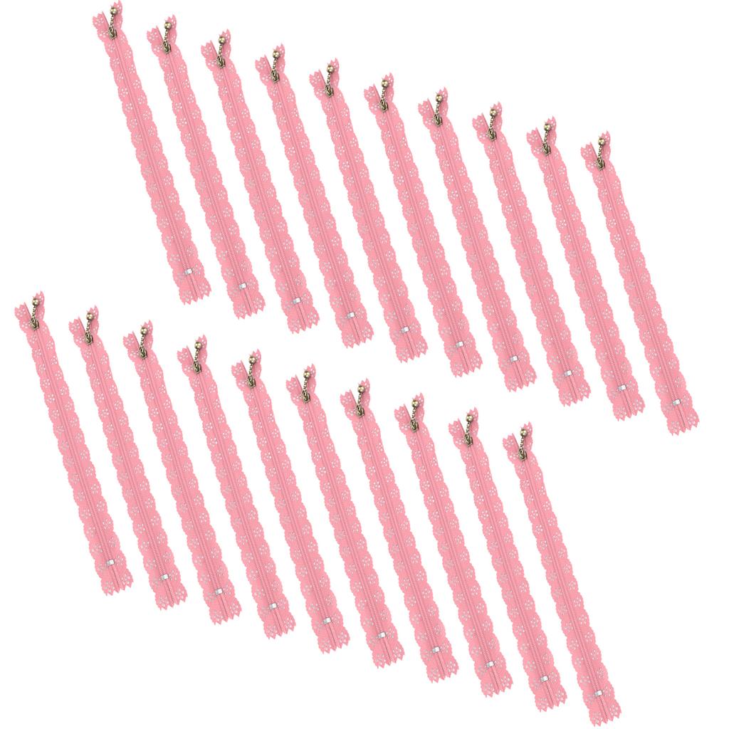 20 шт. 20 см DIY нейлоновые кружевные молнии спиральные молнии с цветком для шитья свадебного платья, рукоделия, розовые