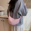 Versatile Nylon Crossbody Bag Adjustable Strap Dumpling Bag Cute Plaid Shoulder Bag Outdoor