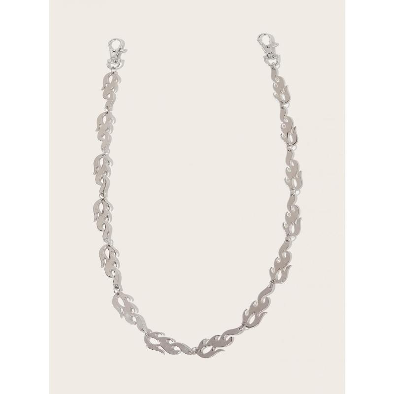 New Silver Metal Ladies Ins Pants Chain Punk Hip Hop Flame Waist Chain