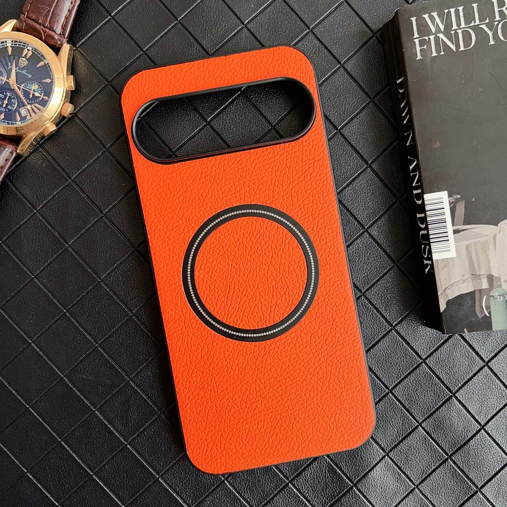 Кожаная текстура личи для магнитного чехла Magsafe для Google Pixel 9 8 7 6 8A 7A 6A 5A XL Pro с беспроводной зарядкой, противоударный чехол