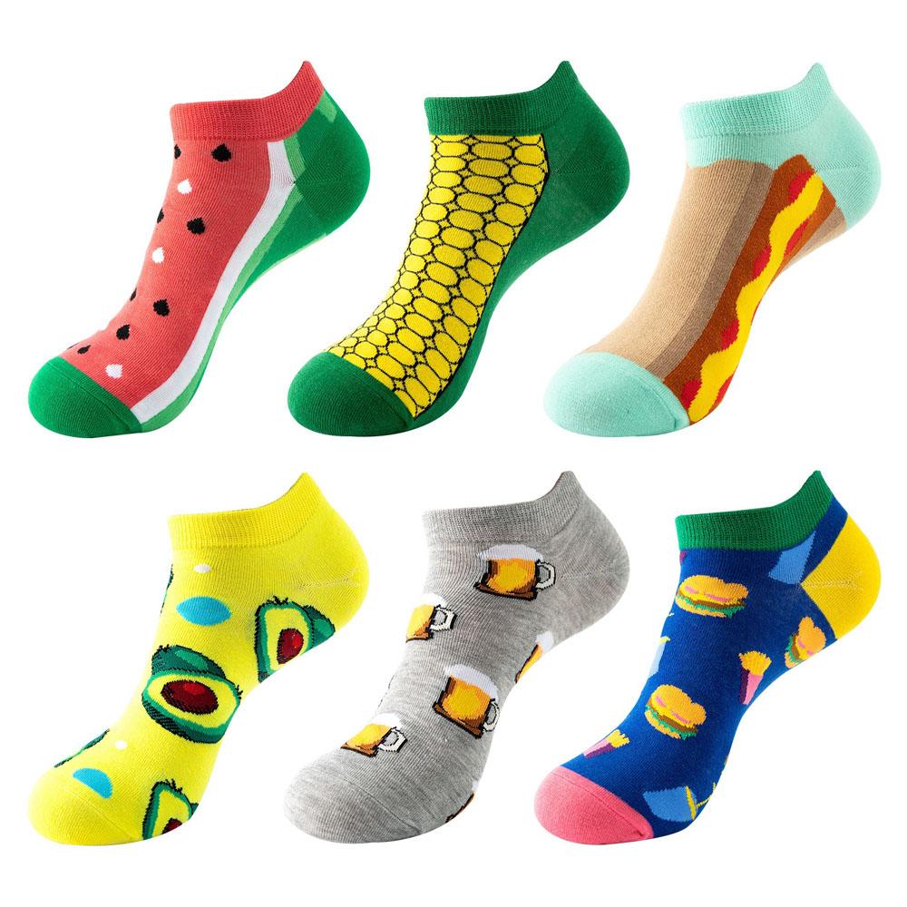 6 Pairs Fashion Colorful Harajuku Cute Unisex Casual Socks Funny Women Short Socks