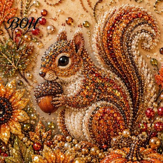 Relaxing Stress Relief Hobbies Autumn Faux Pearl Painting Kit, Fall Theme Art DIY Kit for Craft Sets Adults Adults, Fox Pumpkin 3D Set Thanksgiving