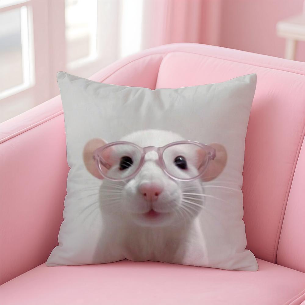 Kwaii Anime Cute Mouse Cushion Cover Pillowcase Short Plush Invisible zipper Room Sofa Cushion Cover