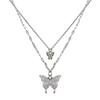 Exquisite Small Pendant Necklace Double Layer Clavicle Chain Shiny Butterfly Necklace  Ladies Gift