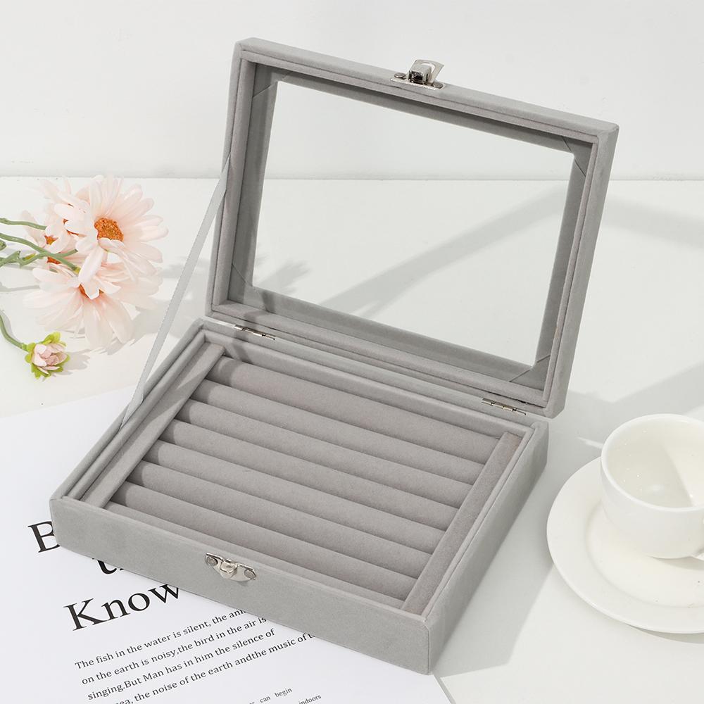 Durable Ring Tray Soft Display Case Storage Box Velvet Ring Box Jewelry Organizer