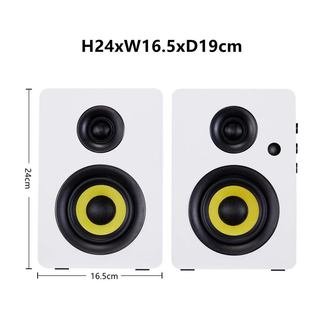 Sanyun SW206 80W Active Dual Mode Bookshelf Speakers with 4 Inch Recording Room Monitor and HiFi Optical Coaxial TRS Aux Bluetooth USB with 24 Bit