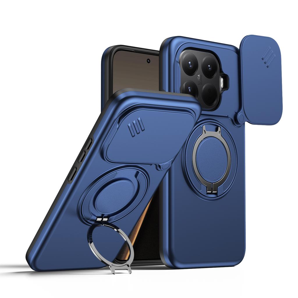 Чехол-броня с выдвижной крышкой для камеры, ударопрочный, для Xiaomi 15T Pro 5G, с металлической подставкой-кольцом, ТПУ-каркасом, защитным щитком из твердого пластика, Coque Fundas
