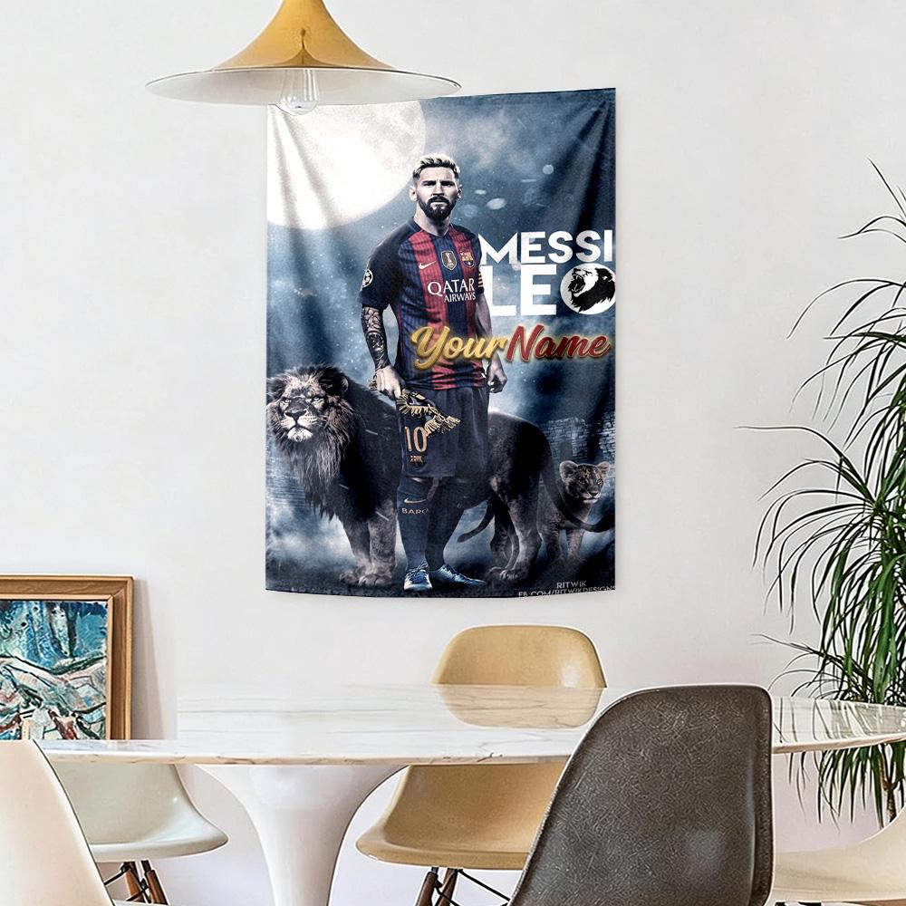 Messi Custom Your Name Wall Decor Tapestry Art For Pet Memorial Birthdaywedding Party Backdrop Family Gift