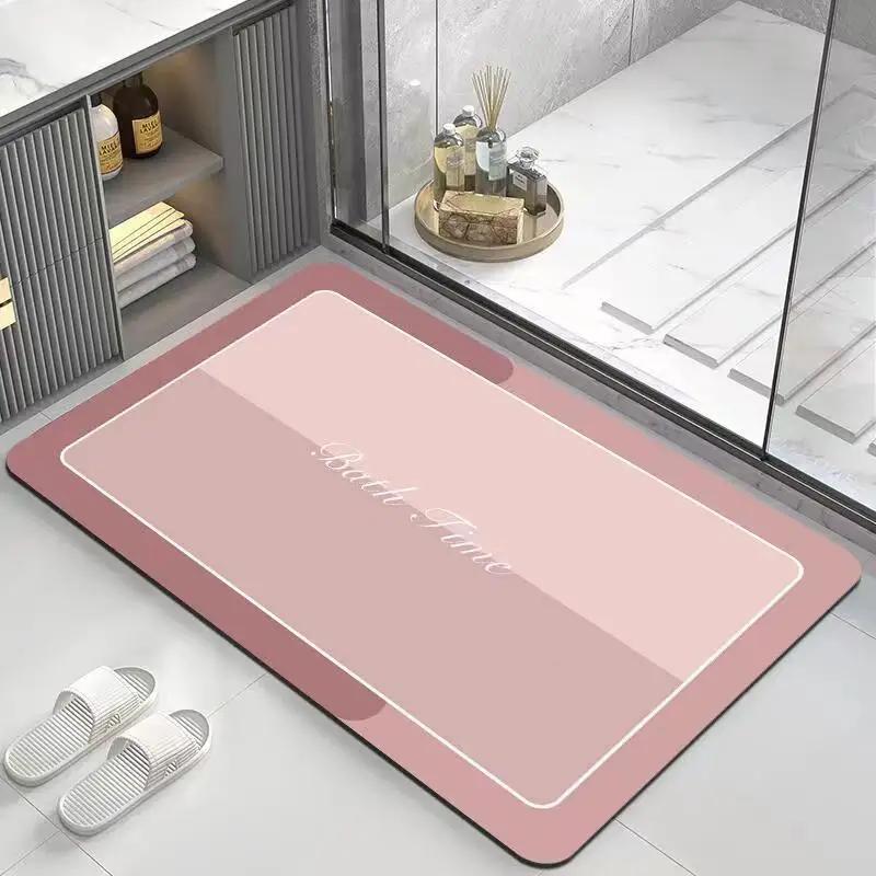 Light Luxury Modern Minimalist Home Bathroom Door Mat, Anti Slip and Absorbent Diatomaceous Earth Mat