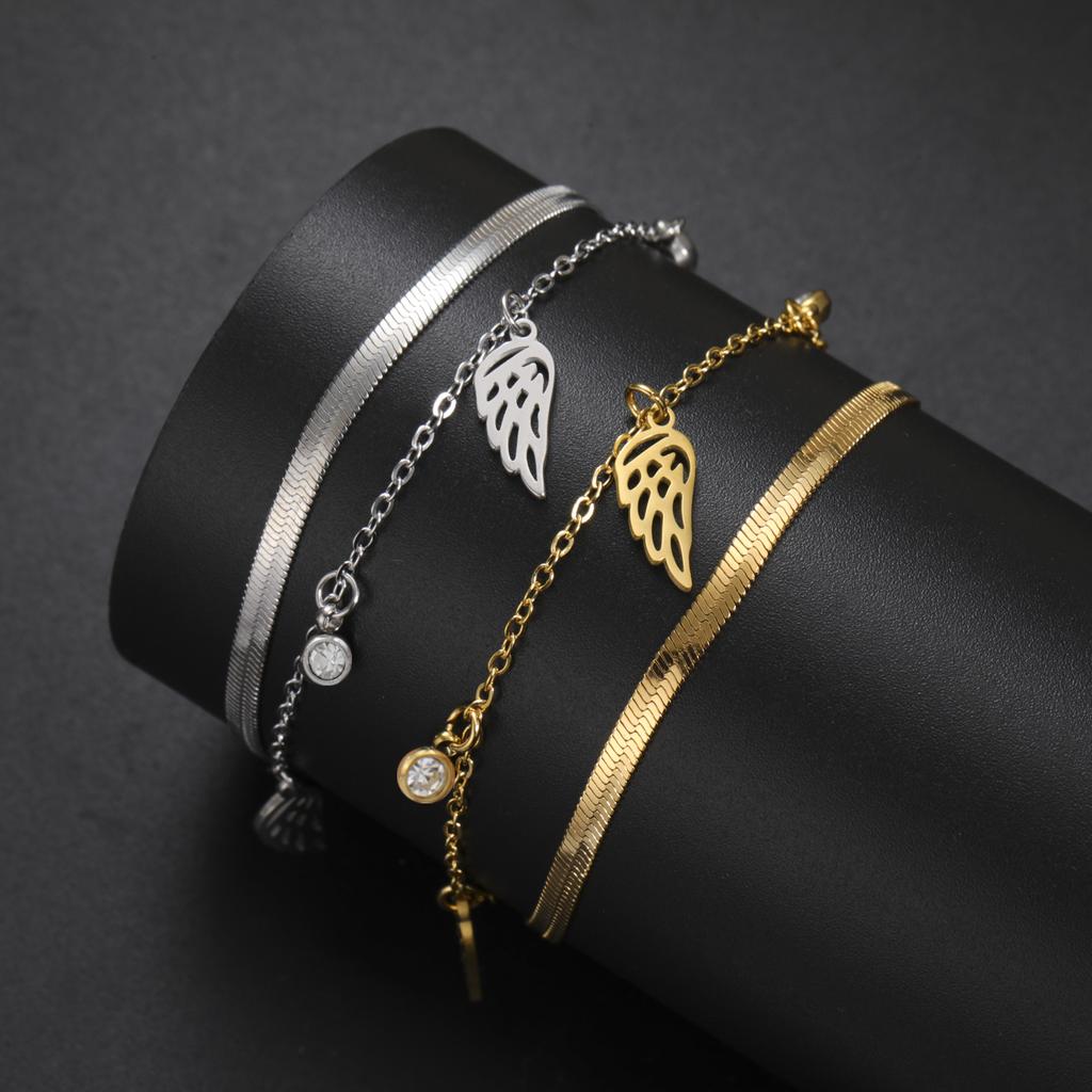 Cazador Daisy Flower Feather Star Cat Charm Bracelet Stainless Steel Gift Snake Chain Bracelets for Women's Mother's Day Gifts