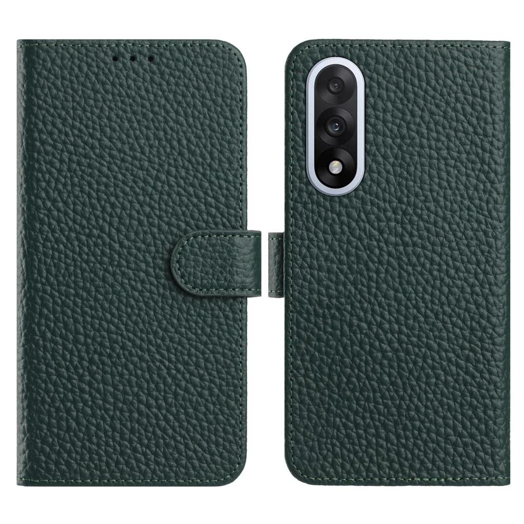 For OnePlus Nord 5 5G Case Wallet Stand Litchi Texture Genuine Cow Leather Flip Phone Cover