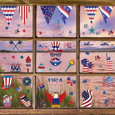 9 шт./набор Наклейка на стену ПВХ Наклейки на День независимости США Электростатические наклейки на окна