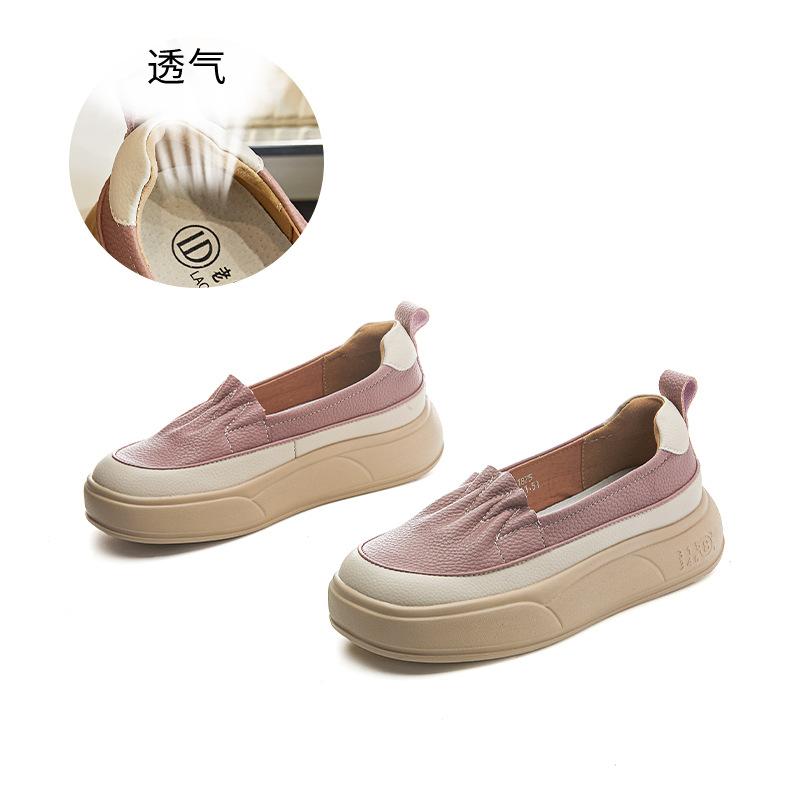 Маленькие белые туфли из кожи с пенопластовой подошвой, лето 2025 года, женские туфли на платформе с одной педалью, универсальные женские мокасины в стиле ретро
