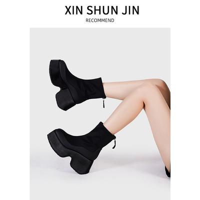 Маленькие ботинки Мартин на толстой подошве с увеличением высоты женские кожаные ботинки-маффины осенне-зимние новые ботильоны на очень высоком клиновидном каблуке женские