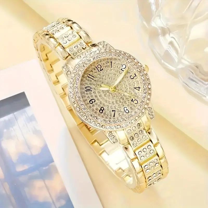 Женские золотые часы WatchSet Diamond Fashion Wristwatch Женские повседневные женские кварцевые часы