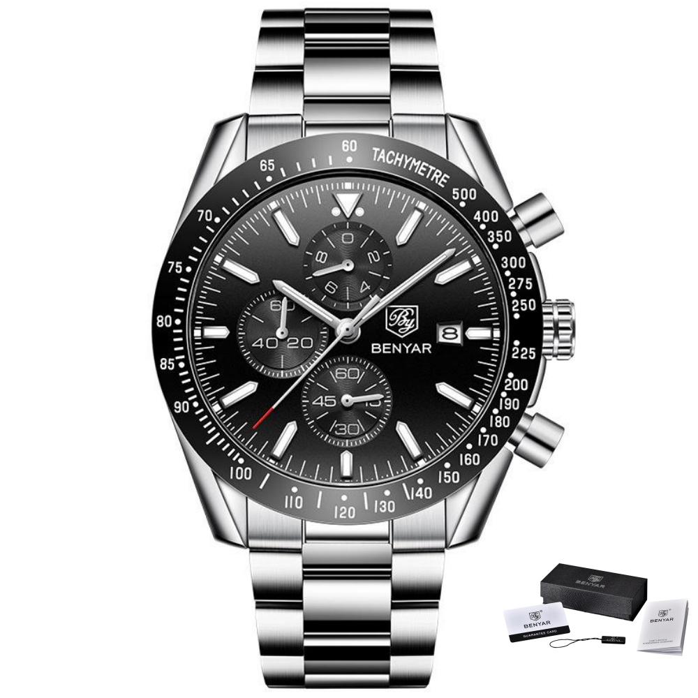 BENYAR BY-5140 Men's Quartz Watch Alloy Case Silicone Strap Fashion Casual 3Bar Waterproof Sports Watch Clock Relogio Masculino