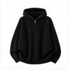 Unisex Oversized Hooded Sweater 2025 Casual Knit Pullover With Half Zip Gray Black Loose Fit Acrylic Blend
