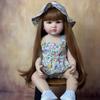 BZDOLL Реборн Кукла Полное Виниловое Тело Реалистичная Кукла Девочка Игрушка Коричневые Волосы 55 СМ 22 Дюйма Реалистичная Принцесса Малышка Бебе Подарок