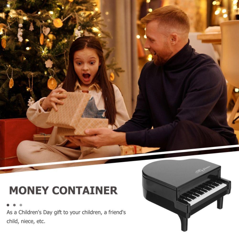 Mini Piano Modeling Piggy Bank Cute Coin Storage Jar Simulation Piano Coin Box  Home Decor
