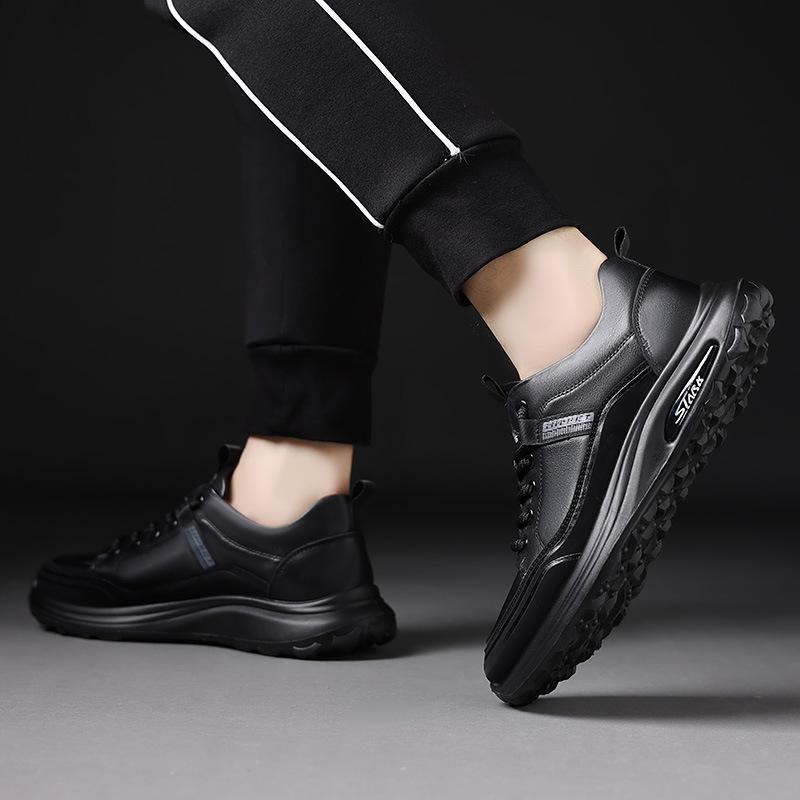 Trendy Men's Shoes First Layer Cowhide Autumn New Sports and Leisure Shoes Men's Light and Non-slip Daily Casual Leather Shoes Men's