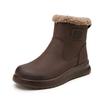 Leather Snow Boots Women's, New Winter Martin Boots Lamb Velvet Warm Short Boots Waterproof Cotton Shoes Boots
