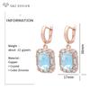 Fashion Rectangle Crystal Drop Earrings For Women Rose Gold Color Wedding Jewelry Cubic Zirconia Eardrop