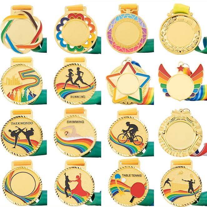 Colorful Star Smooth Medal Ribbon Various Games Gold Silver Copper Medals
