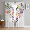 Flower And Colorful Butterfly Sheer Curtains For Living Room Bedroom Kitchen Home Decor Tulle Voile Curtains Windows Drapes