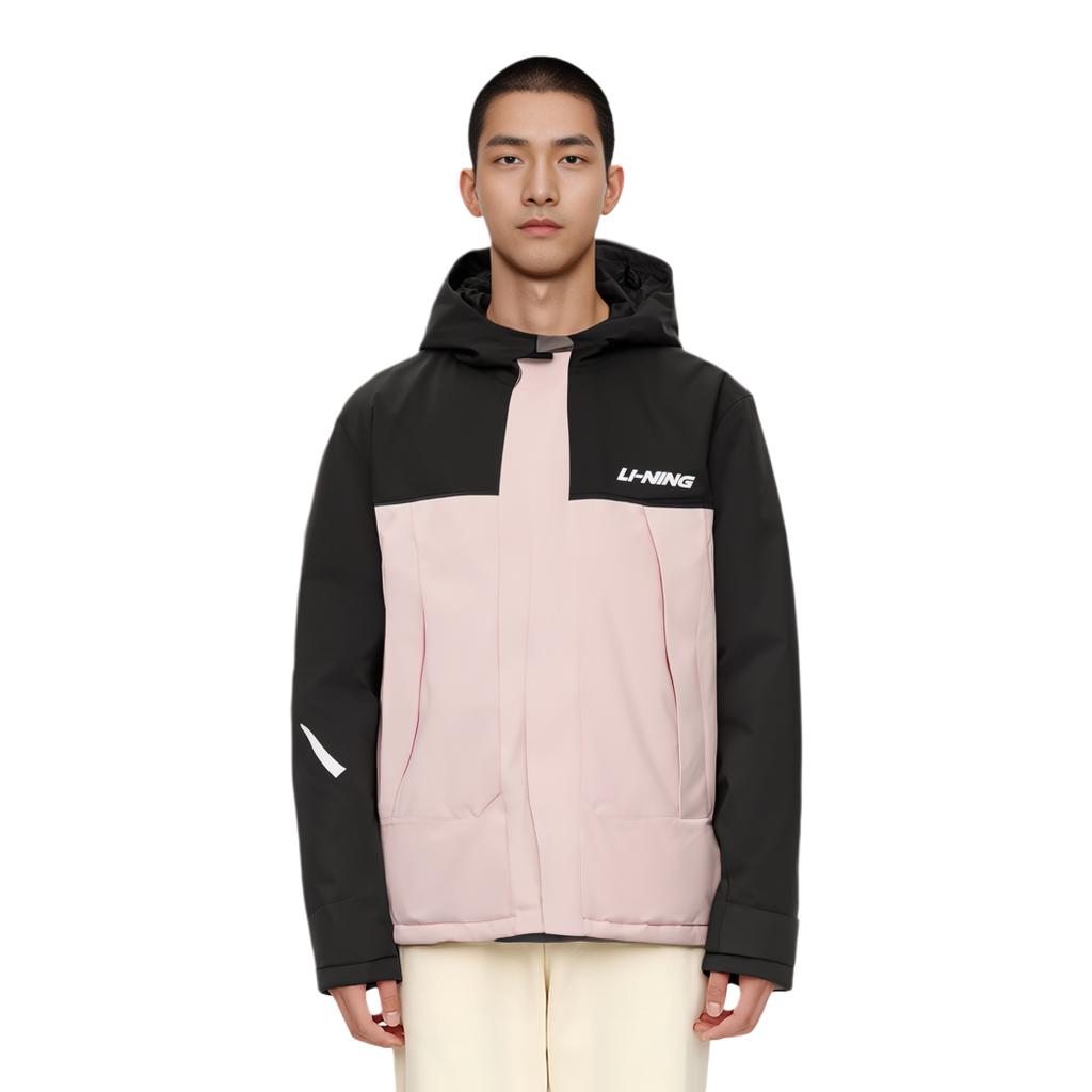 Li Ning Fitness Series Letter Logo Print Светоотражающая свободная универсальная морозостойкая повседневная короткая зимняя куртка-пуховик для мужчин AYMT321-3
