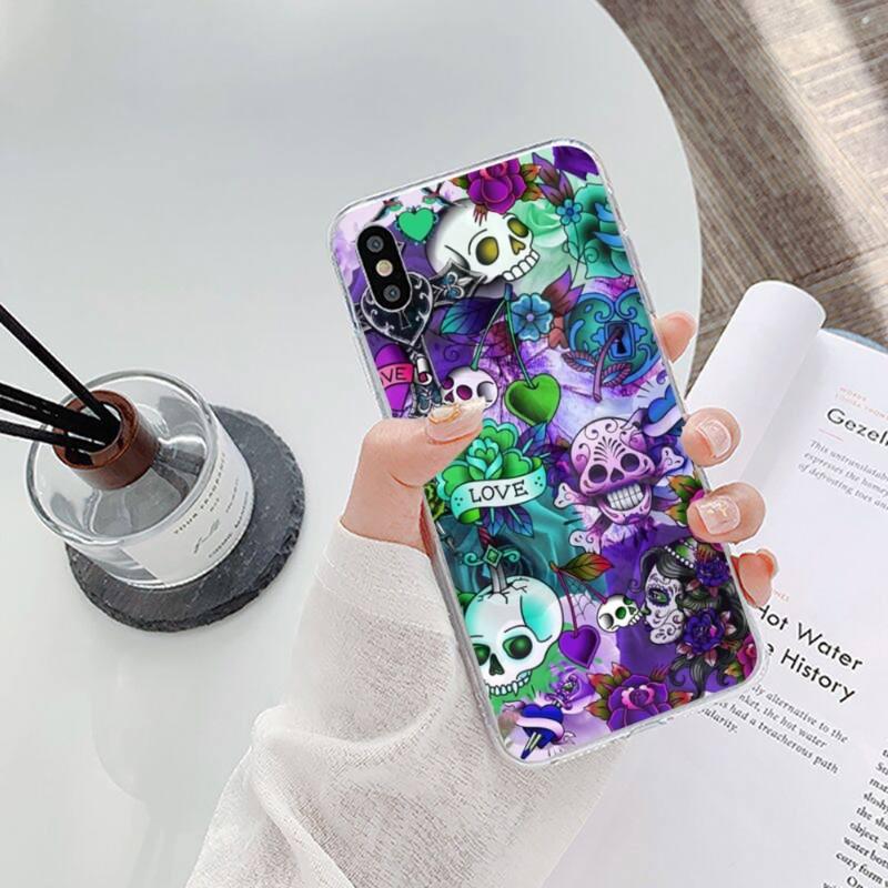 Страшный чехол для телефона Modeka Skull Flowers для iPhone 14 13 12 11 XS X 8 7 6 Plus Mini Pro Max SE 2022 Мягкая прозрачная накладка для телефона