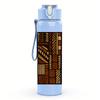 1PC Dark Wood Bookshelf Layout 750ml Color Plastic Sports Water Bottle Leakproof Flip Straw Lid For Sports Office Home Use