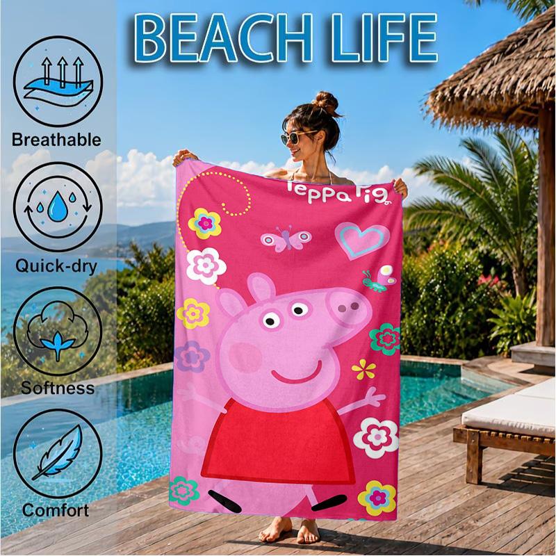 Dance Party With Peppa Beach Towel, Quick-drying, Easy to Care for, Suitable for Both Fitness and Beach Vacations,Sports Essential