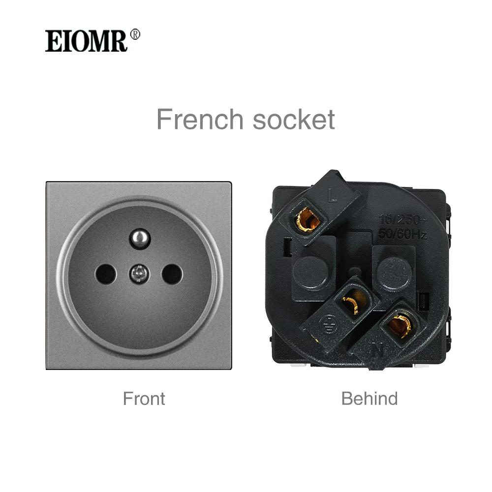 EIOMR A6 Series Grey Flame Retardant PC Panel Wall Switch EU Socket HDMI-compatible USB Type-C 2.1A Charger TV RJ45 Module DIY