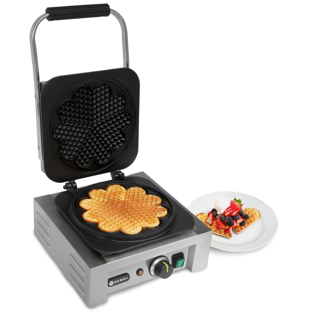 Professional waffle maker with rosette, 5 heart-shaped waffles, diameter 215mm, 2200W