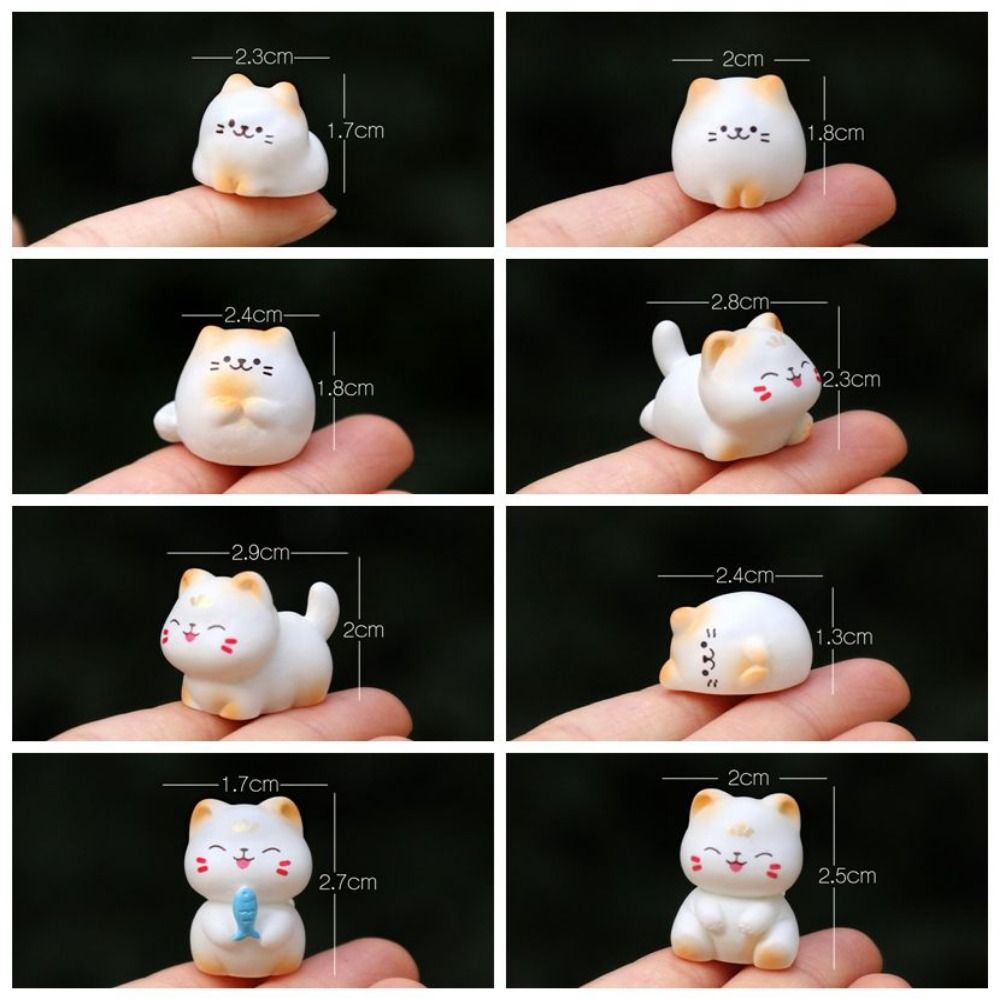 Wealth Cat Model Mini Resin Crafts Kawaii Animal Ornaments Cat Figurine Desktop Decoration