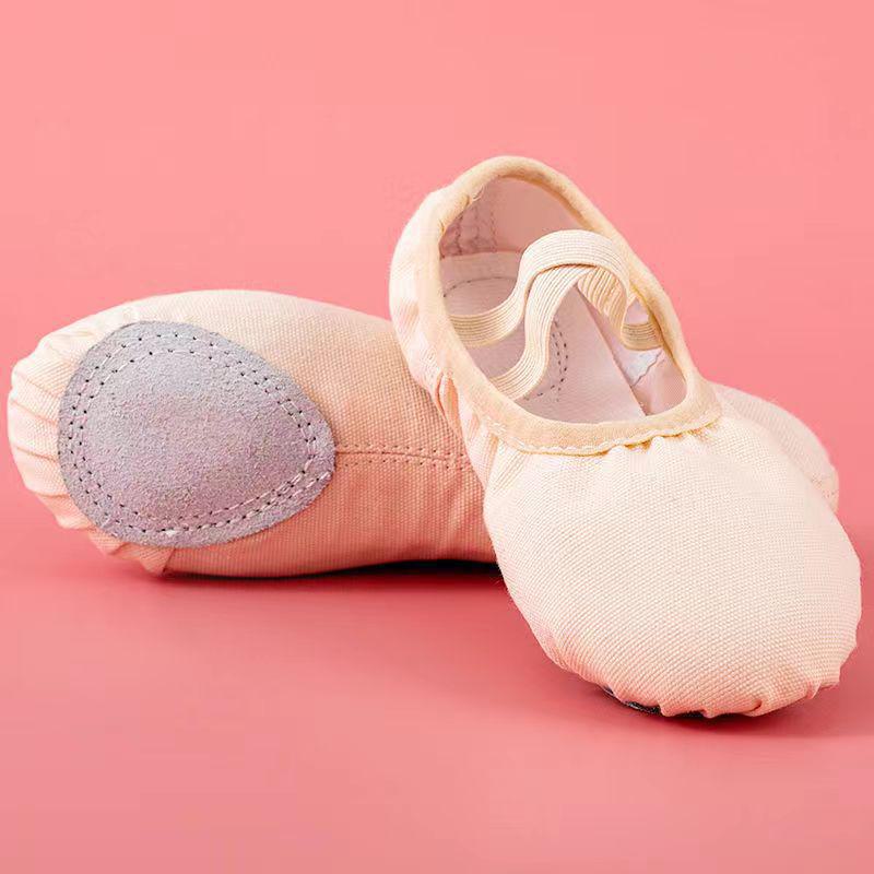 Туфли для балета на каблуках для девочек без шнурков, мягкая подошва